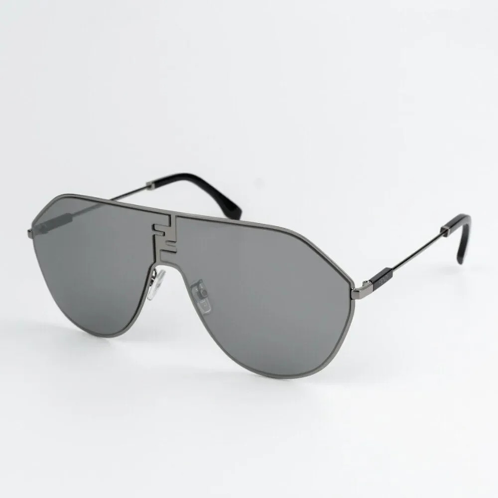 NEW Fendi FE40080U FF MATCH 12C Ruthenium Smoke Mirror Unisex Round Sunglasses